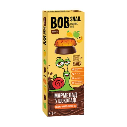  Набір Мармелад в шоколаді  Равлик Боб яблуко-манго-гарбуз-чіа 27 г x 10 шт