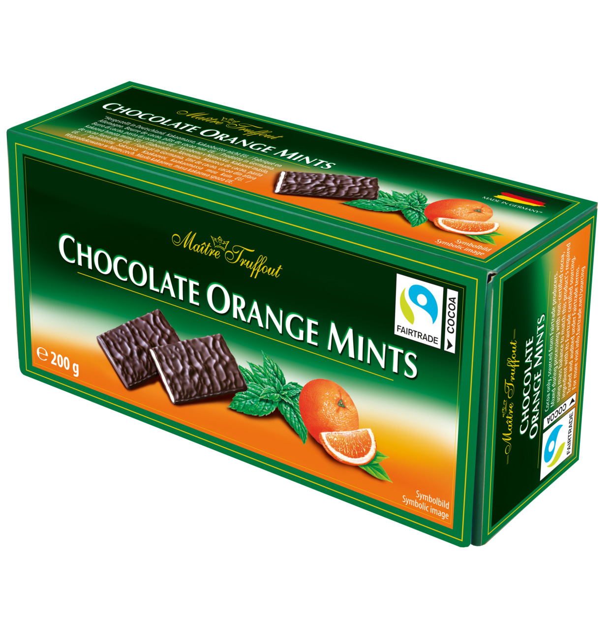 Шоколадні пластинки з м'ятно-апельсиновою начинкою 200г
