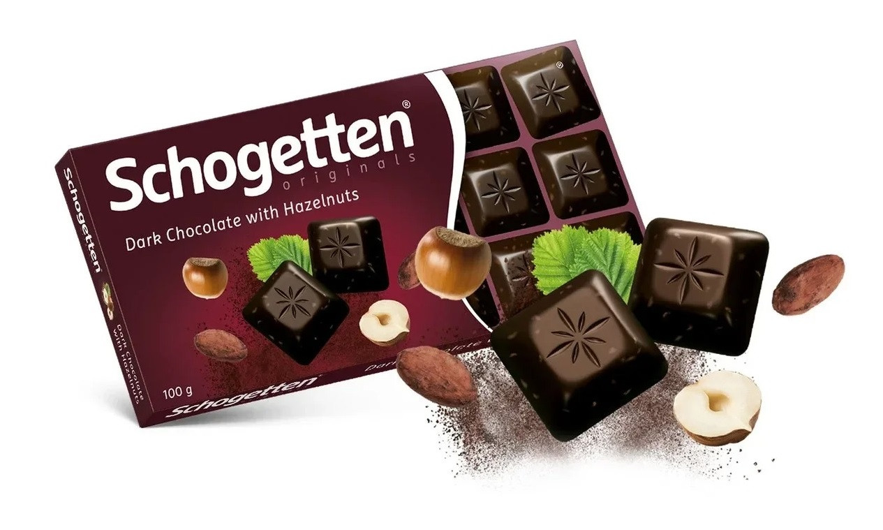 Шоколад Schogetten Dark Chocolate чорний з горіхами 100г