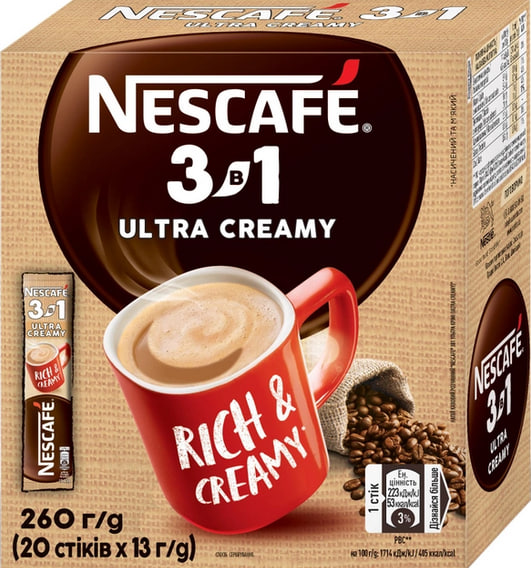  Набір Кава розчинна Nescafe 3в1 Ultra Creamy 20 стіків x 10 шт