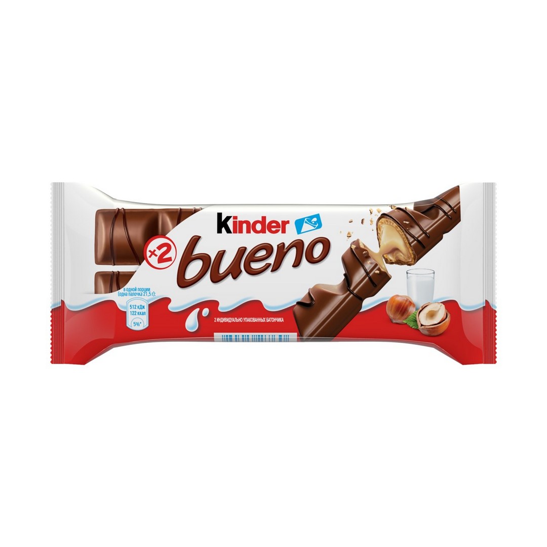 Вафли Bueno Kinder с молочно-ореховой начинкой 2х21.5 г