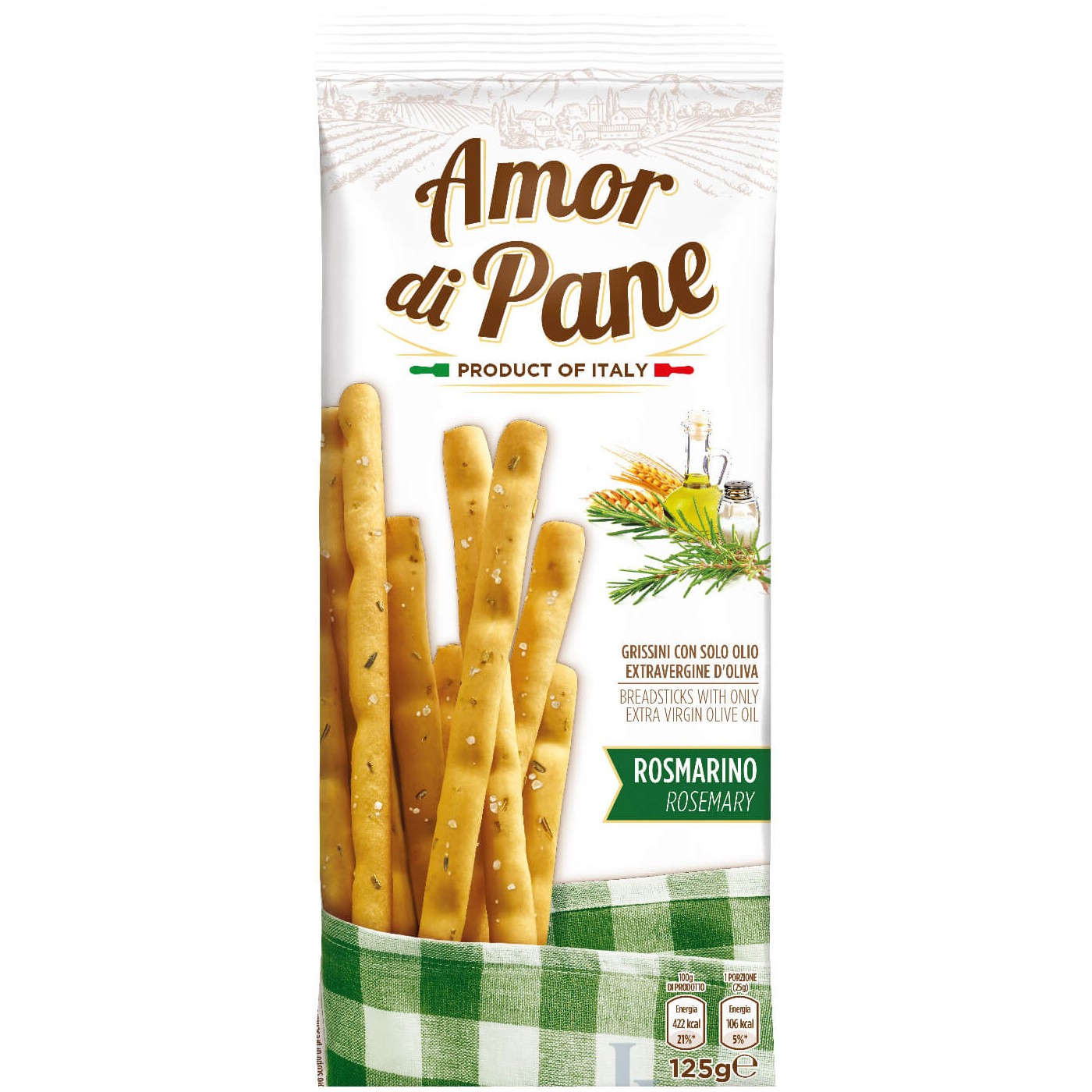 Грісіні Amor di Pane хлібні палички з розмарином 125г
